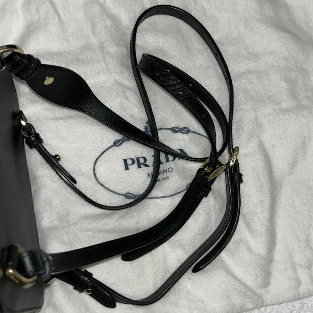 Authentic Prada Black Saffiano Lux Mini Odette Backpack